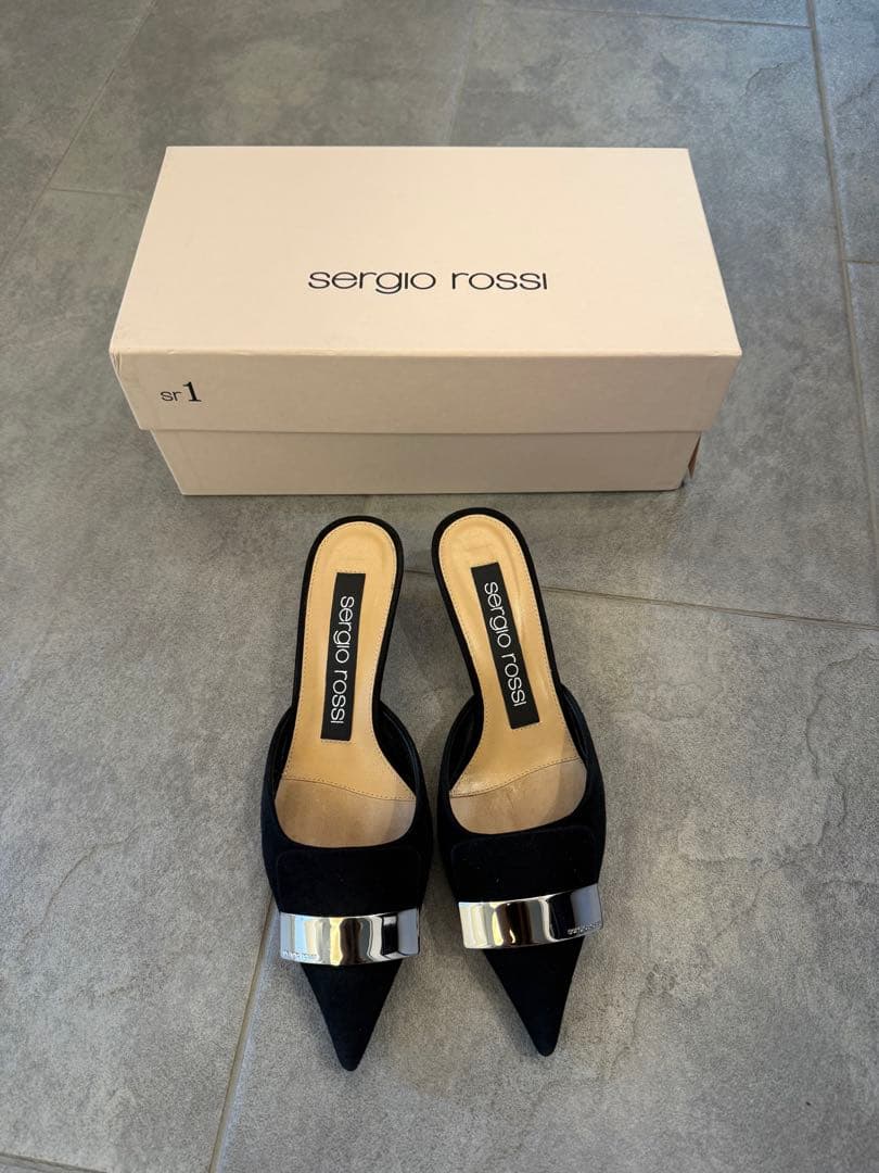 美品✨ セルジオロッシ SR1 スエード ミュール 35 1/2 ブラック