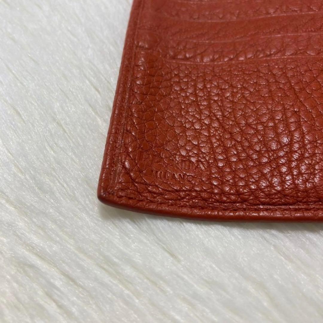 早い者勝ち　美品　PRADA プラダ　財布　ウォレット　三つ折り　橙　革　希少