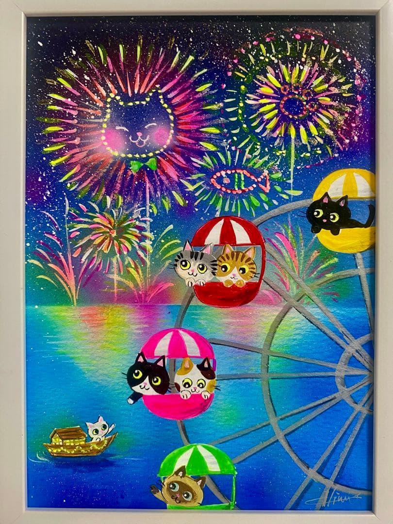 黒猫ミー絵画３点