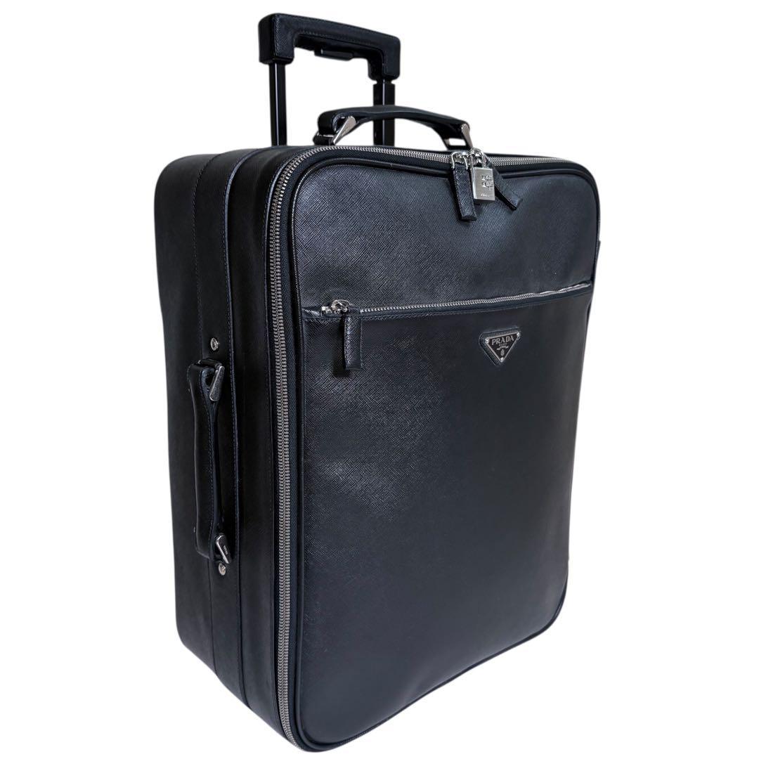 【美品】PRADA プラダ　サフィアーノレザー　スーツケース　三角ロゴ　旅行