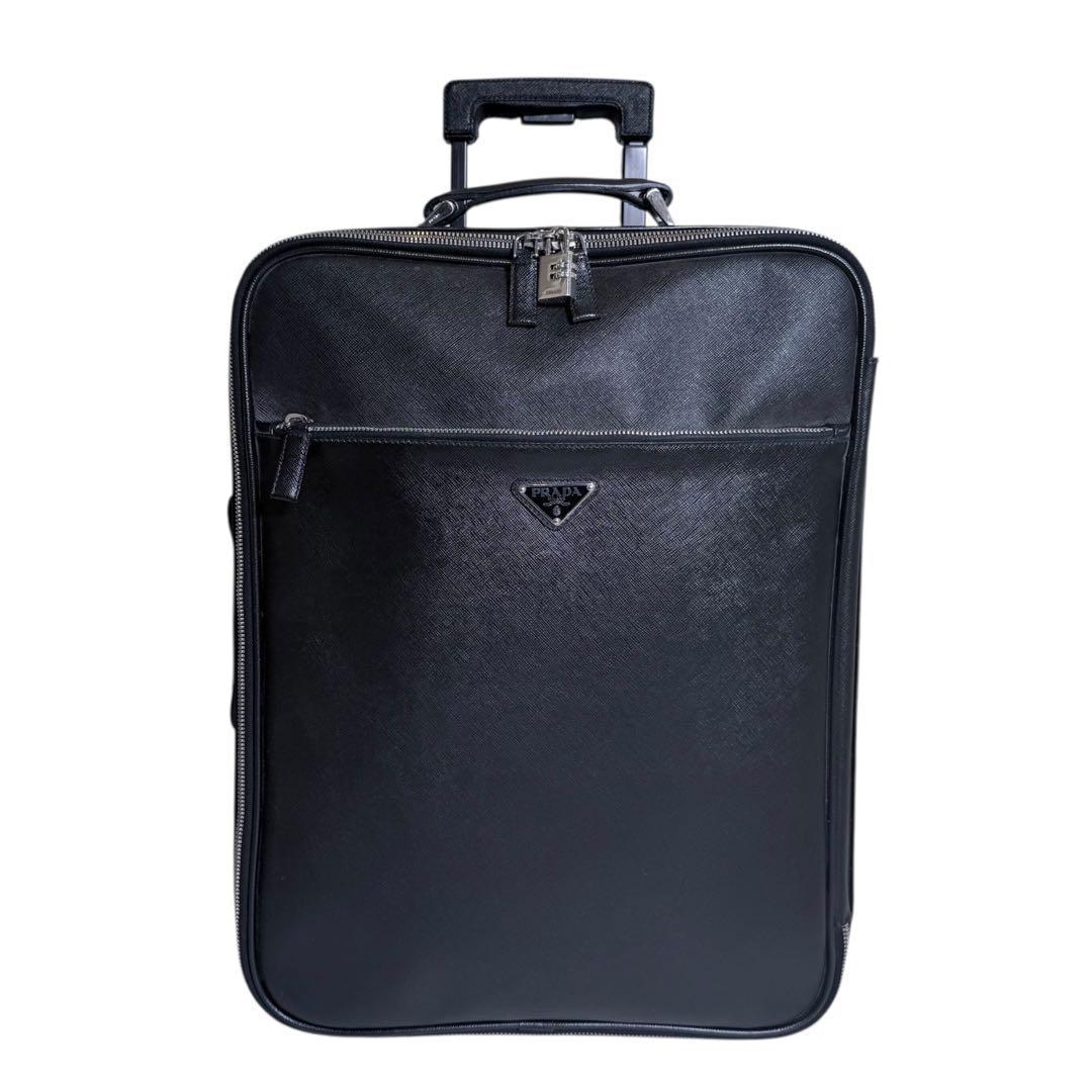 【美品】PRADA プラダ　サフィアーノレザー　スーツケース　三角ロゴ　旅行