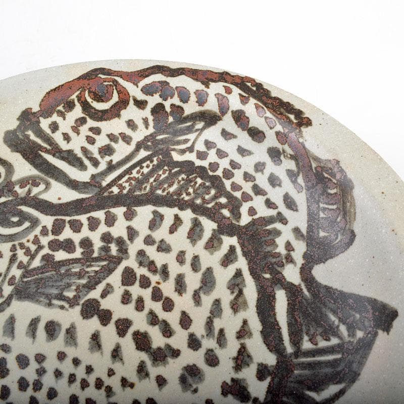 ruirui　鼠志野　棟方志功絵付　福福魚　飾皿　共箱　M　R4481B