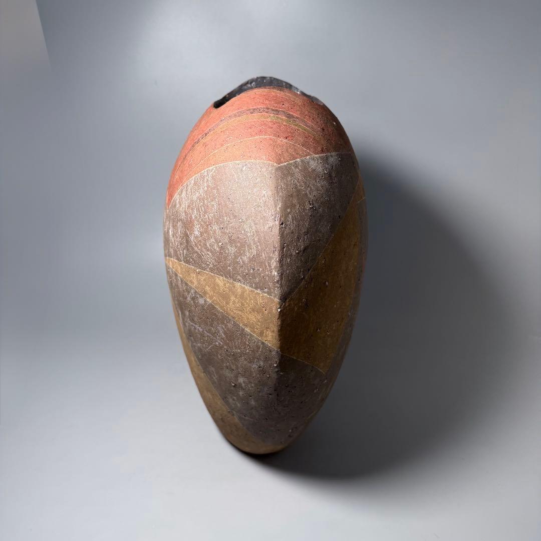 石原祥嗣　本人作　「暗泥彩花器」　高さ39cm 共箱　エントランス　オブジェ