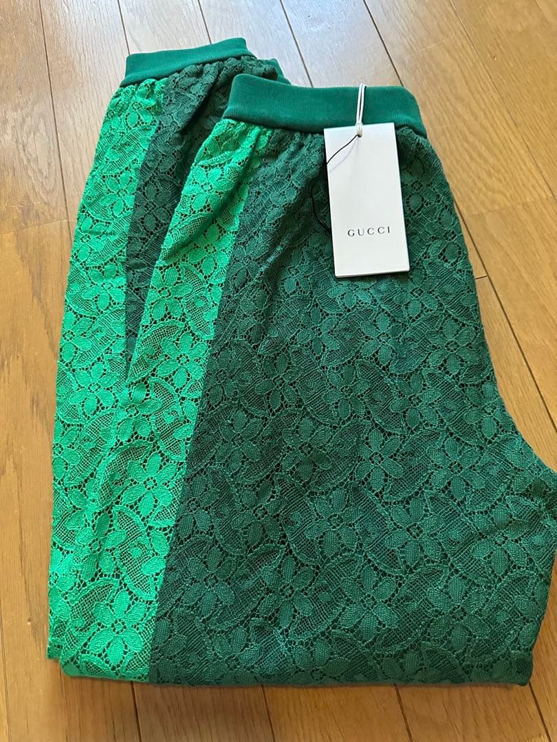 グッチ GUCCI Children グリーンレースパンツ