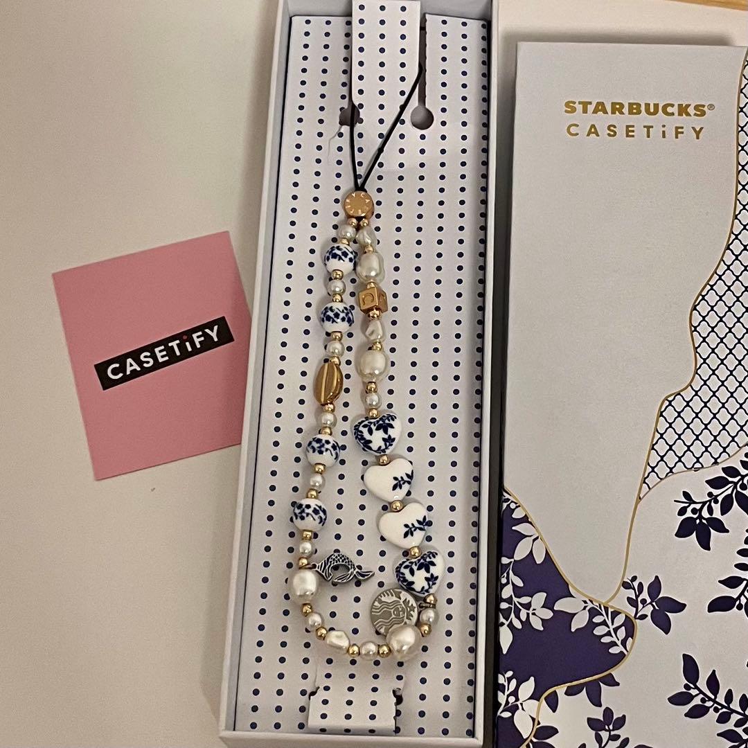 【新品未使用】 中国スタバ25周年会員限定 CASETiFYスマホストラップ金色