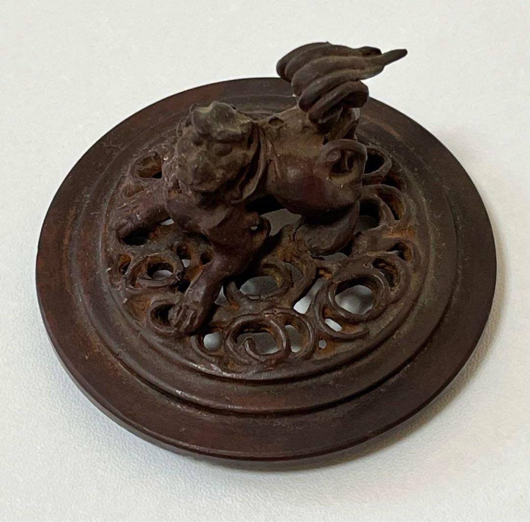 骨董　昭和　ビンテージ　レトロ　高岡銅器　透し鳳凰　香炉　縁起物　風水　厄除け