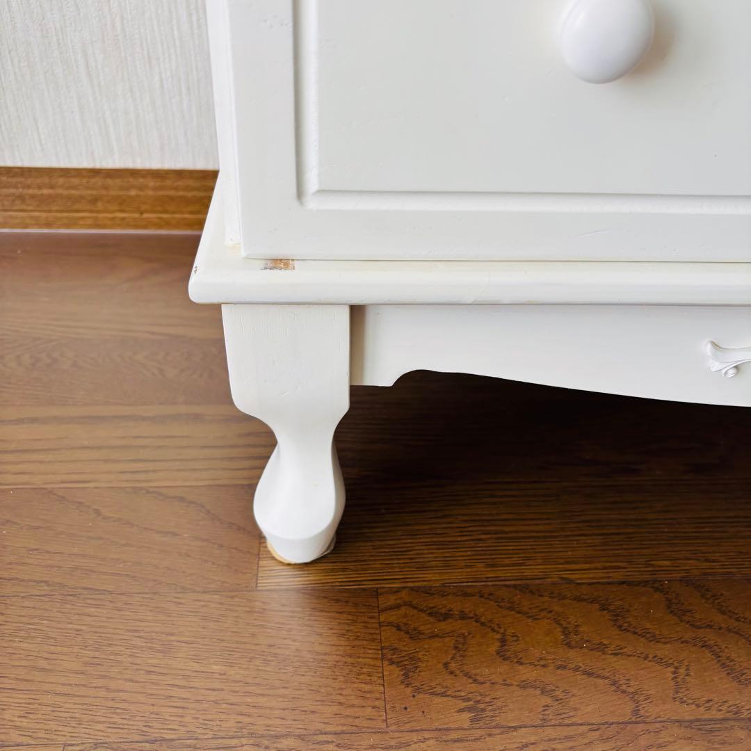 シャビーシック チェスト 4段 薔薇装飾 フレンチカントリー 姫系家具 ロココ調