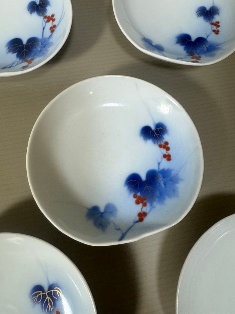 2209 有田焼 芳祥堂特製　葡萄瑠璃　小皿5客　小鉢5客