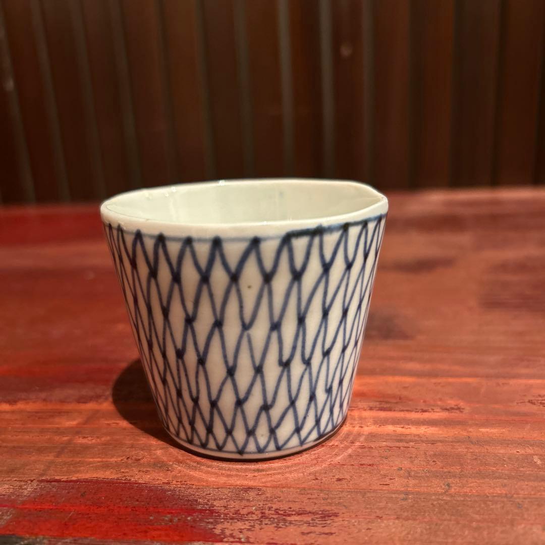 古伊万里染付　網目　猪口　江戸中期