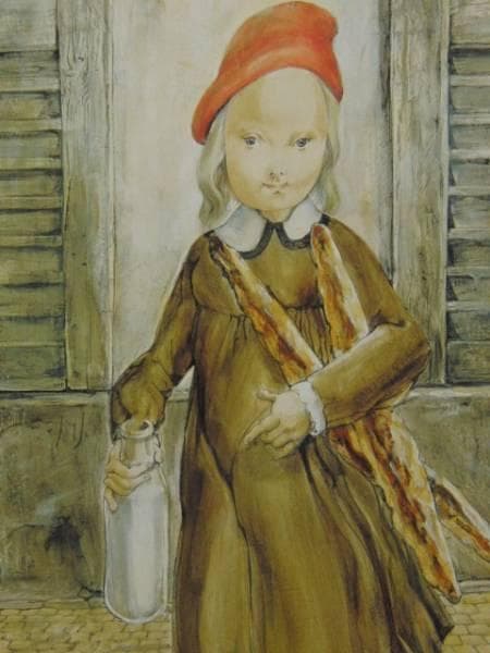 藤田嗣治、「Petite Menagere」、希少画集の額装画、人気作品