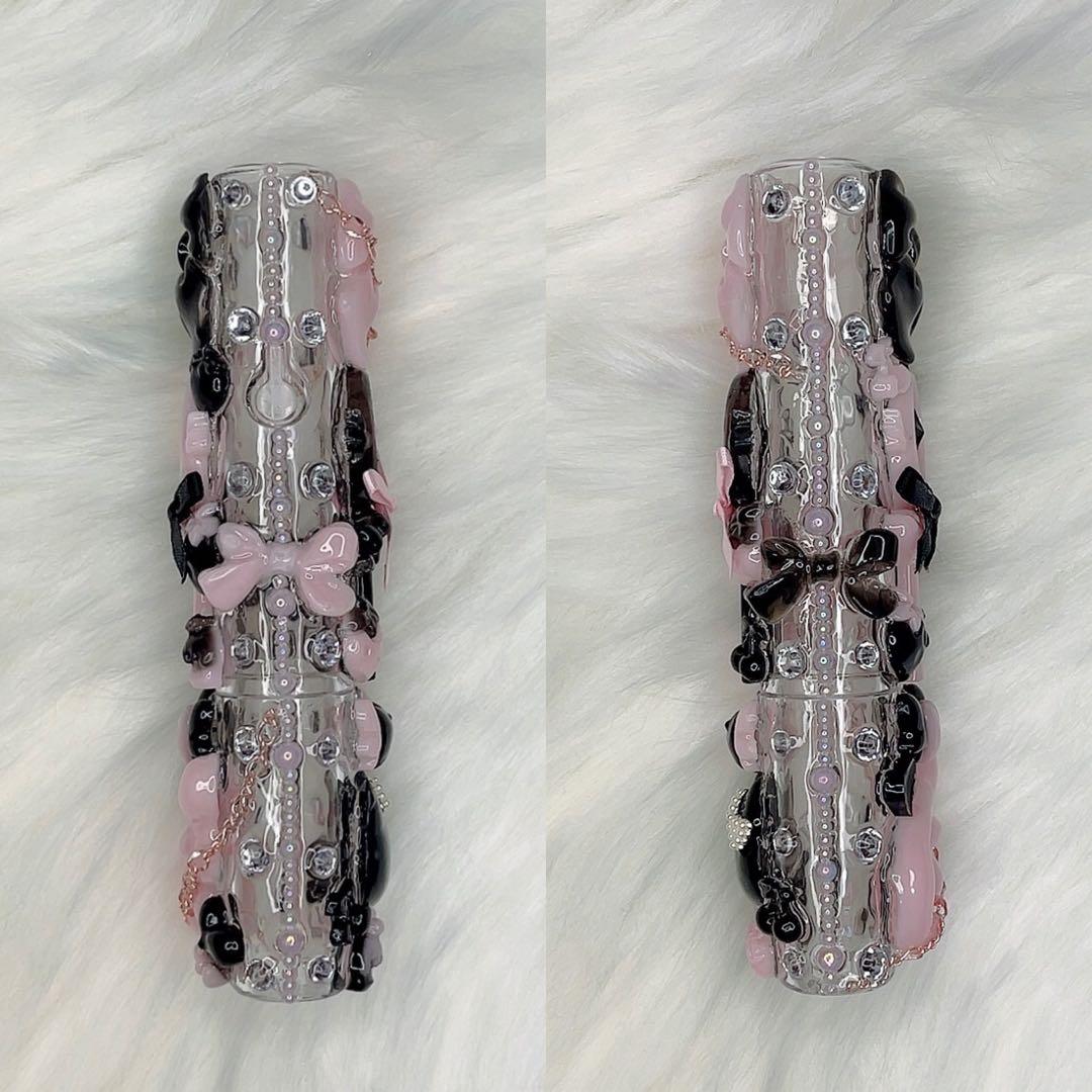 IQOSケースデコ　イルマケースデコ　ピンク　ブラック