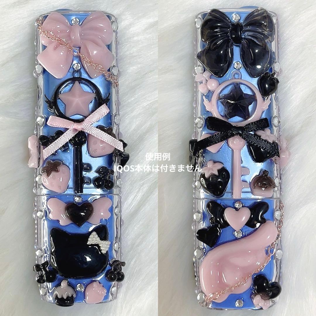 IQOSケースデコ　イルマケースデコ　ピンク　ブラック
