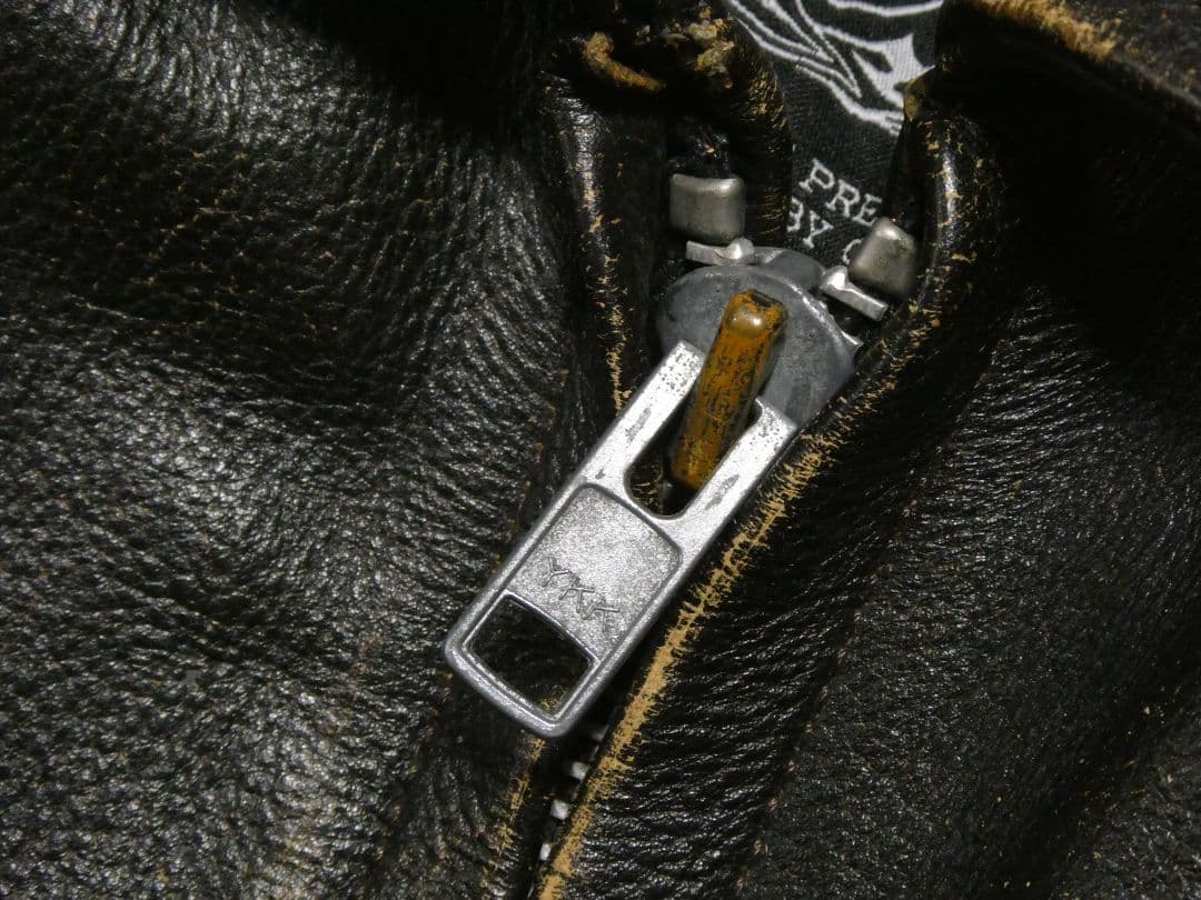 ヴィンテージ！USED加工！ライナー付き完品！短丈シングルレザーライダース38