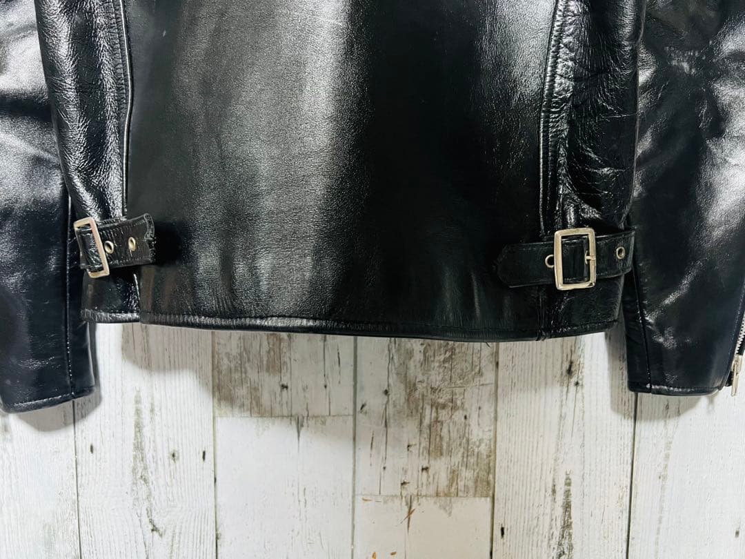 超光沢/豪華版 ライダース シングル アメリカ バイク 36 黒 USA製