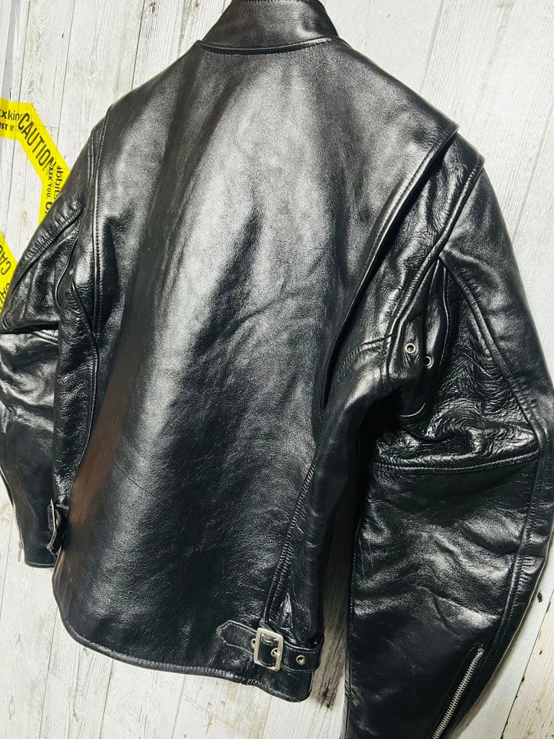 超光沢/豪華版 ライダース シングル アメリカ バイク 36 黒 USA製