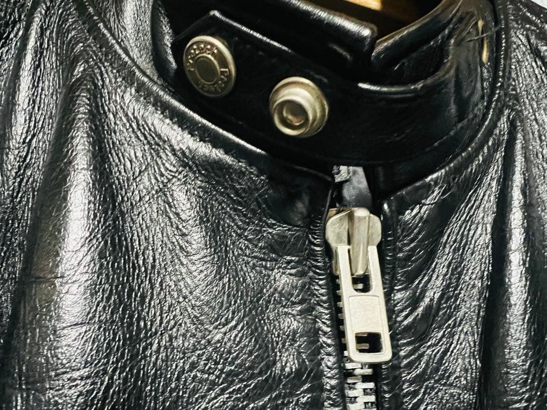 超光沢/豪華版 ライダース シングル アメリカ バイク 36 黒 USA製