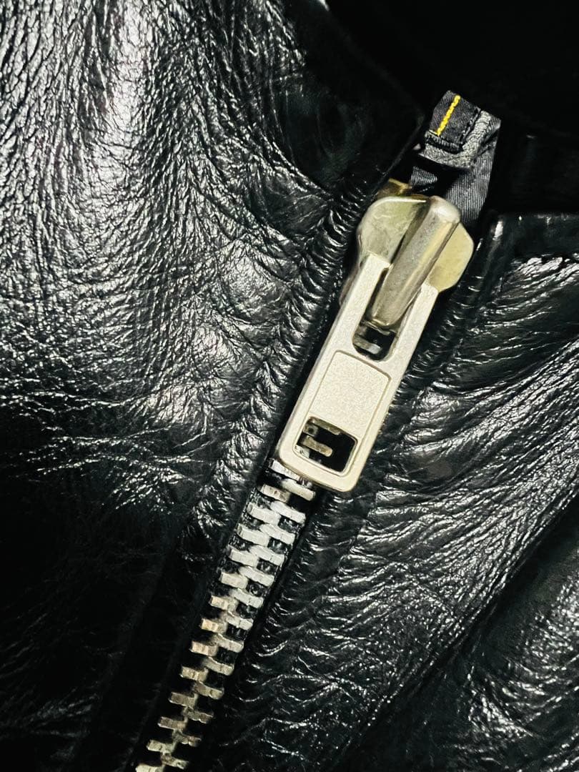 超光沢/豪華版 ライダース シングル アメリカ バイク 36 黒 USA製