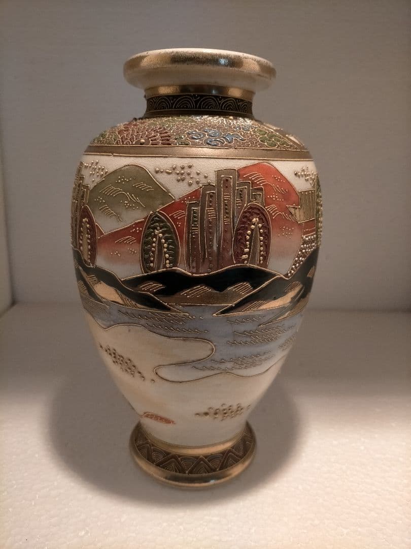 アンティーク 里帰り 薩摩焼 楠部 ベース 花瓶