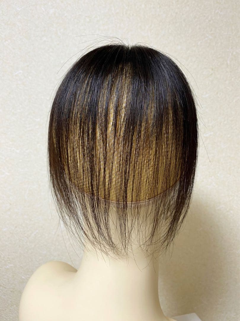 人毛100% ヘアピース【シルクスキン】つむじ用　ブラウン　ポイントウィッグ