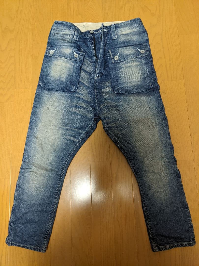 ネイタルデザイン G55-GBサルエルフラップデニムパンツ（リアルダメージ）