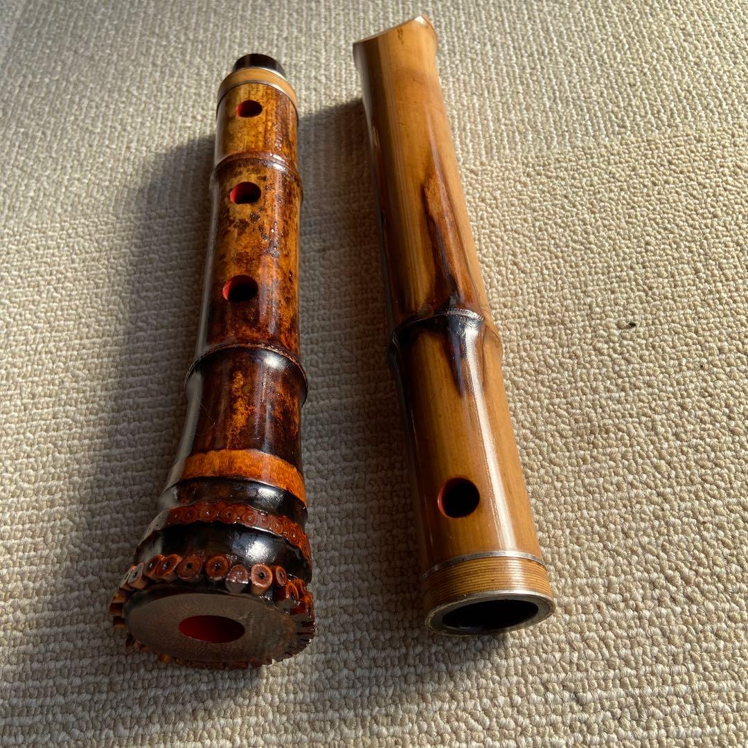 248⭐️尺八　一尺六寸管　眞山銘三印　188玉水銘一尺八寸管二本