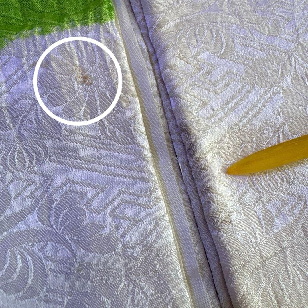 正絹　総絞り　黄緑×緑　疋田　源氏車　刺繍　振袖　着物単品　成人式　アンティーク