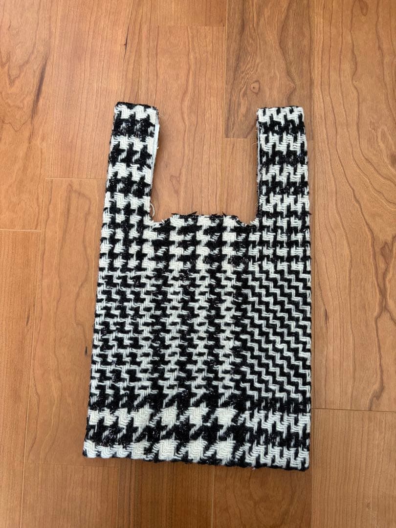 マディソンブルー ツイード フレアスカート 白黒チェック 同素材バッグ付き