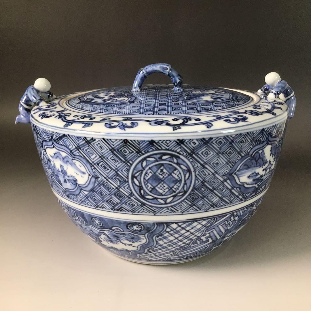 Ｒ８００　水指　『洛西窯　泰湖造』『祥瑞写ニ閑人』『独楽形水指』　共箱　茶道具