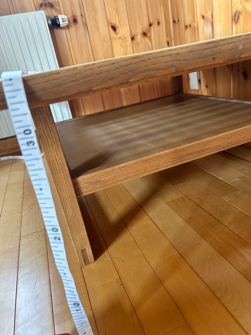 カリモク　木製座卓 ガラス天板付き 約90cm