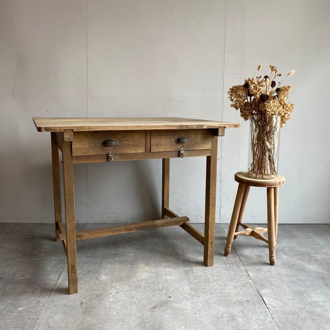 アンティーク 机 テーブル デスク 無垢材 無塗装 z414