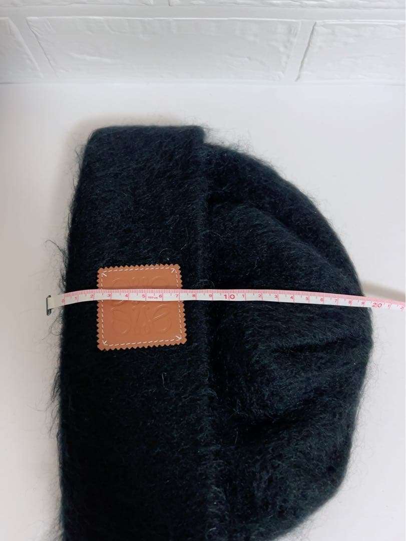 ロエベ　LOEWE ニット帽　黒　ブラック　モヘヤ50%ウール18%