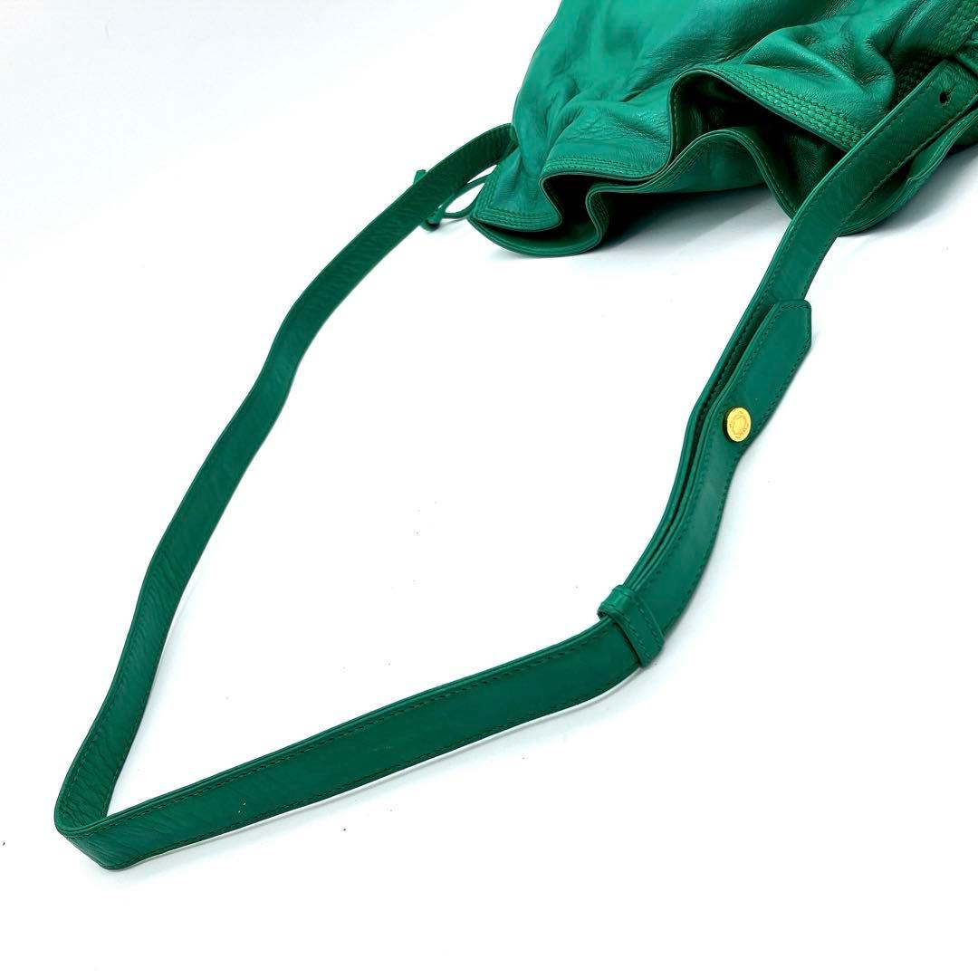 【LOEWE】ショルダーバッグ　フラメンコ　アナグラム型押し　レザー　グリーン