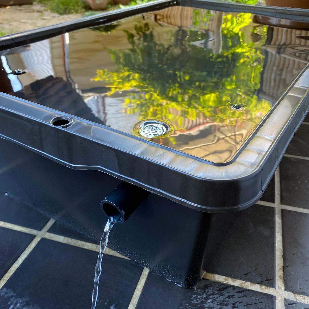 メダカ飼育ケース 80㍑黒x2個 トロ舟 オーバーフロー付 金魚飼育容器 越冬