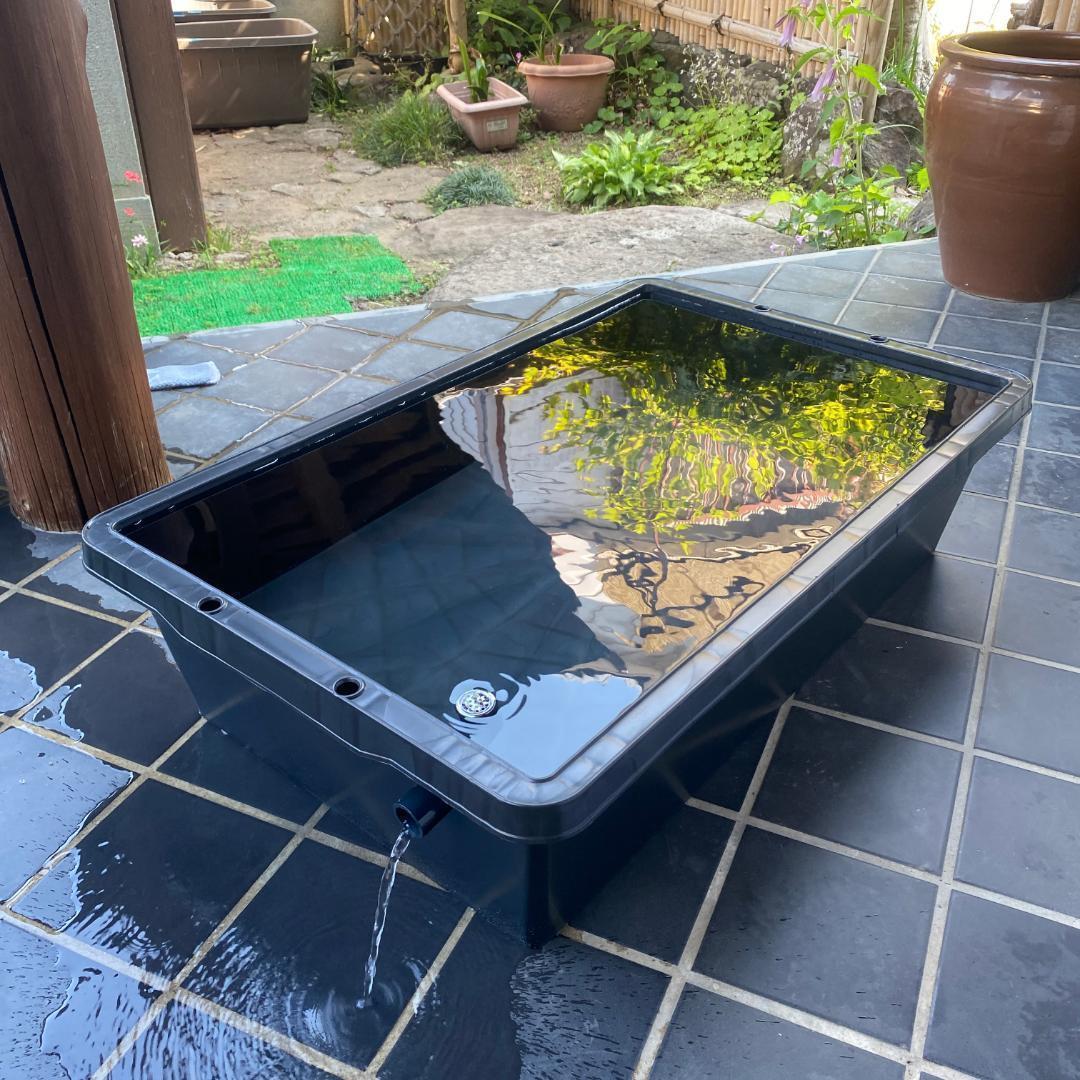 メダカ飼育ケース 80㍑黒x2個 トロ舟 オーバーフロー付 金魚飼育容器 越冬