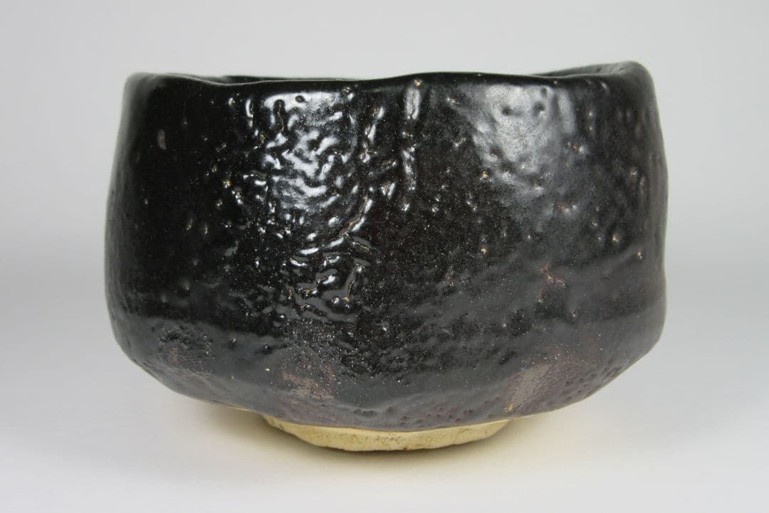 【豊場惺也】（師）荒川豊蔵！瀬戸黒茶碗（二重共箱、共布、栞、仕覆）。最上位作！。