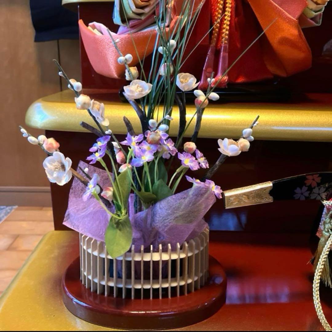 御京雛③平安春峰作　雛人形　三段飾り　お雛様　京都西陣織り　ひな人形3段　桜刺繍