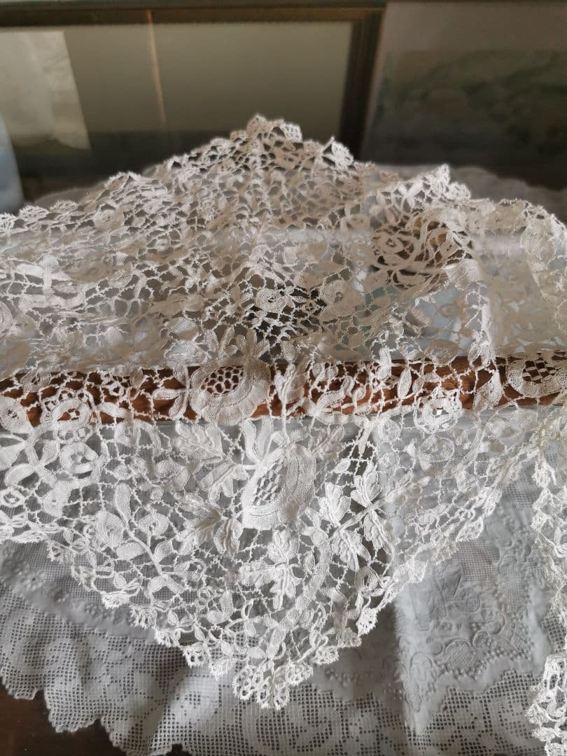 アンティークベルギーフランス ブリュッセル デュシェスレースカラー 繊細な付け襟