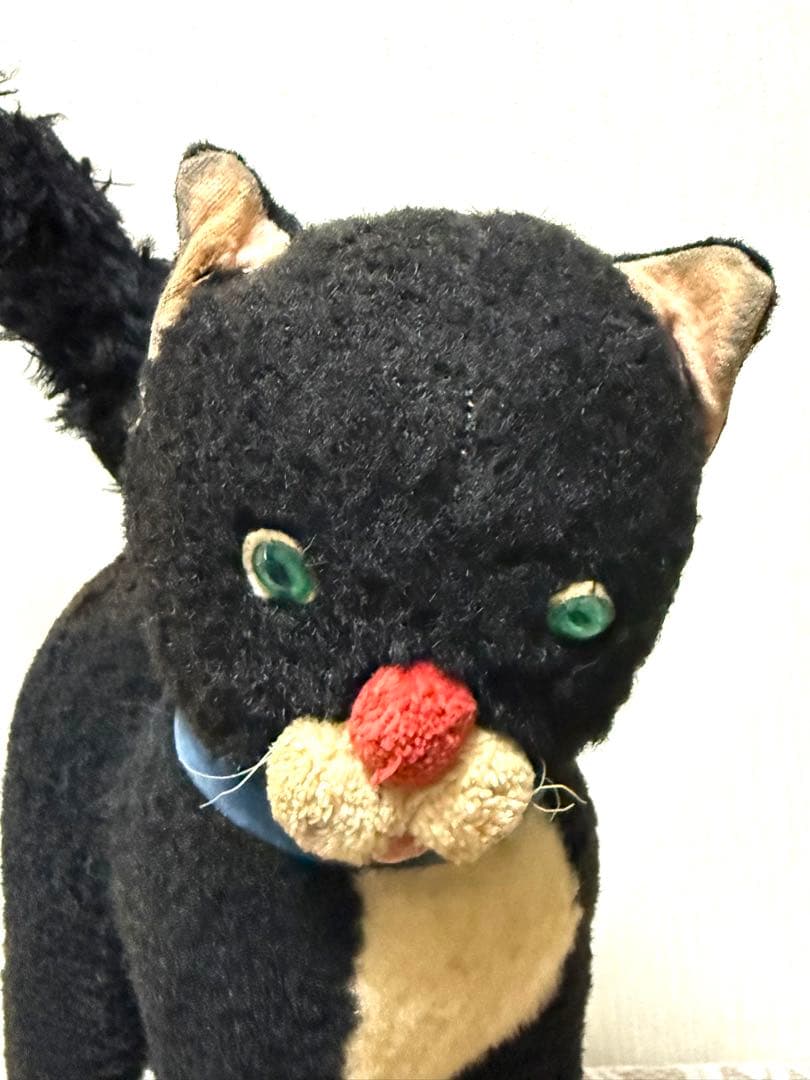 シュコ　ヴィンテージ　白黒猫　ぬいぐるみ　車輪付き　Schuco
