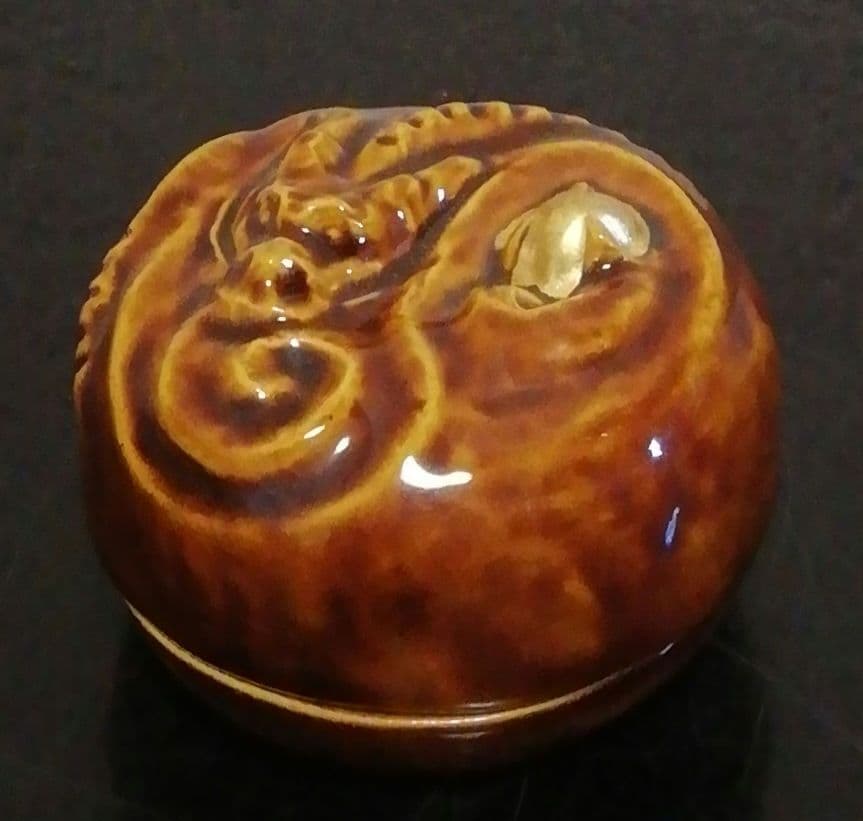 中村翠嵐作　交趾焼　干支　辰　香合　共箱　共布　栞付　茶道具