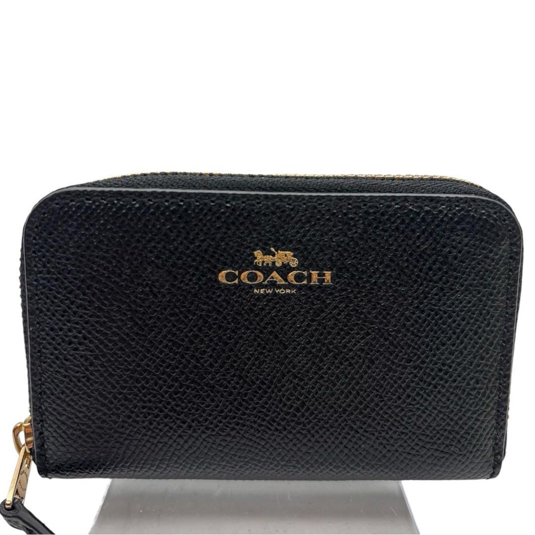 美品◎ コーチ ケース 小銭入れ ラウンドジップ YKK刻印 黒 レザー