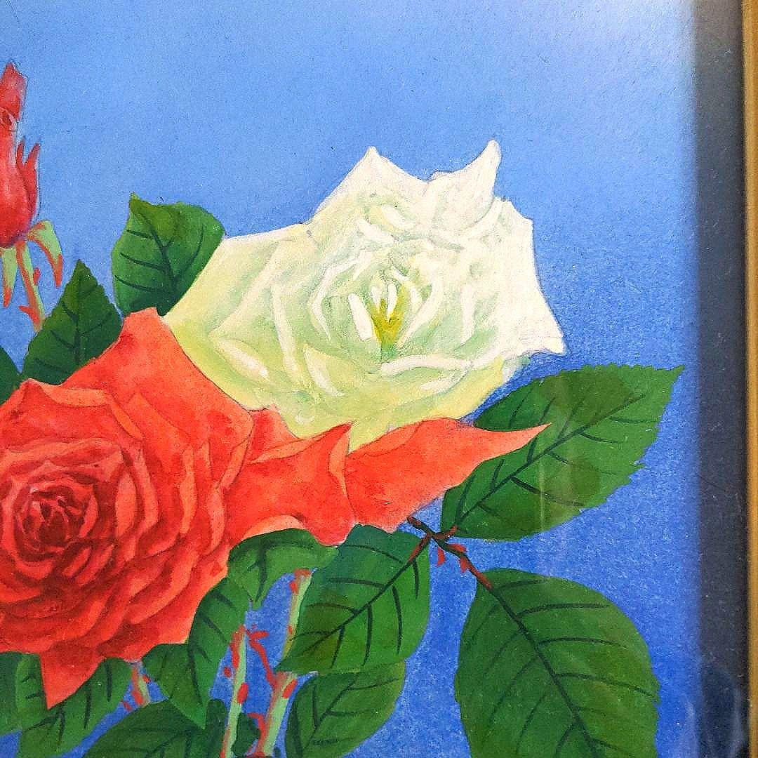 【最終価格】日本画　五十川昇乗筆　ばら