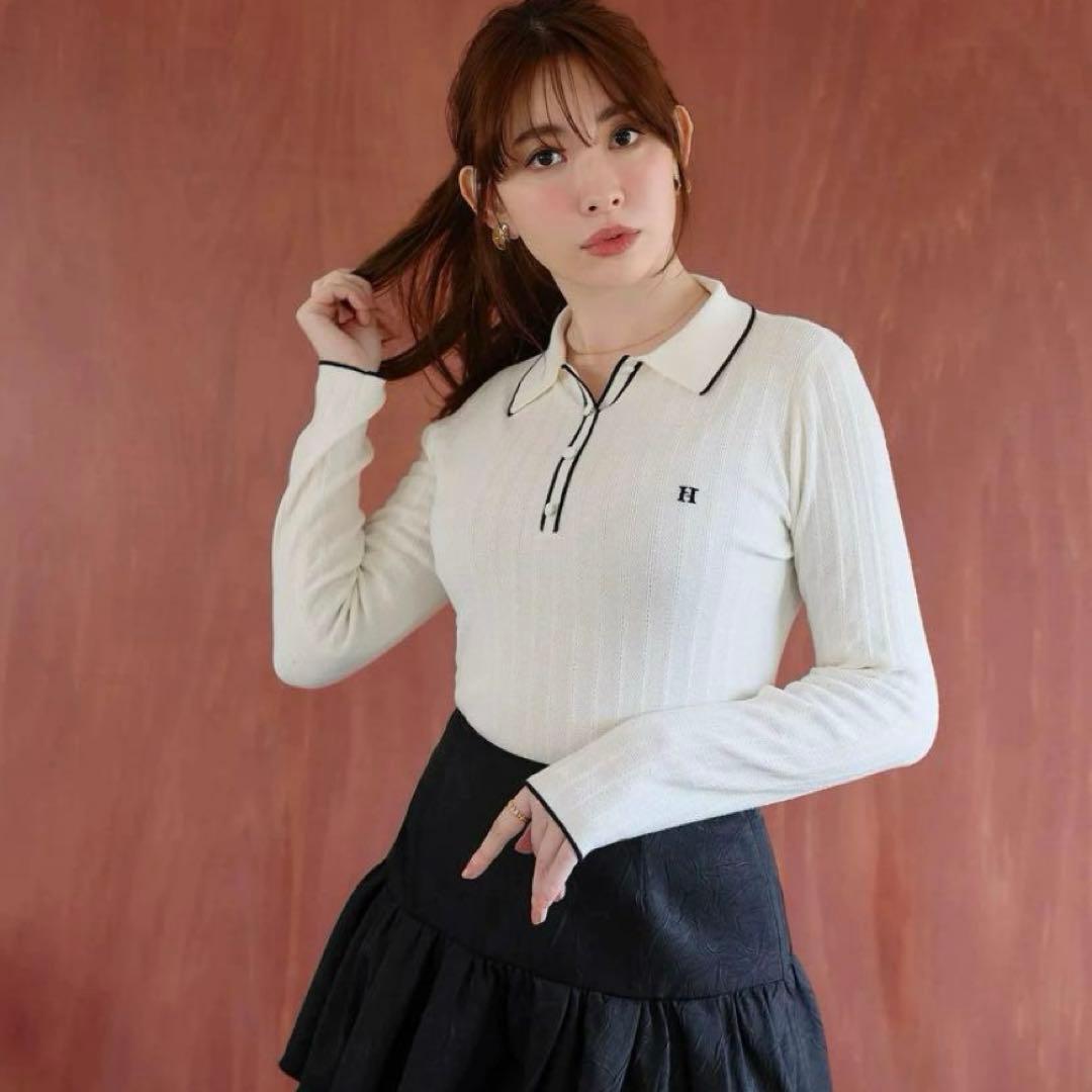 herlipto ハーリップトゥ Pique Polo Knit Top