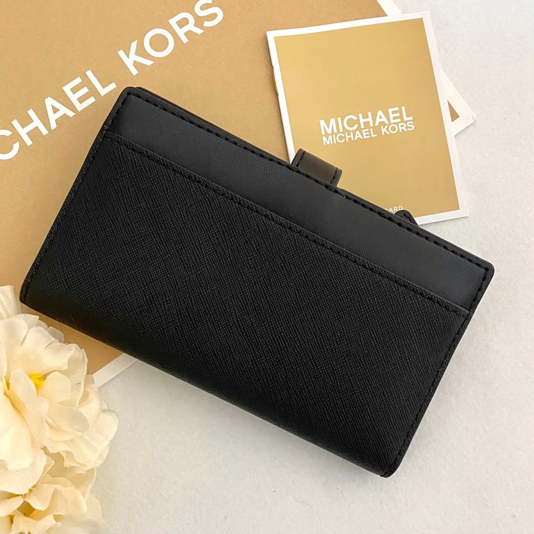 新品　正規品☆MICHAEL KORS 折り財布　ブラック　レザー　二つ折り財布