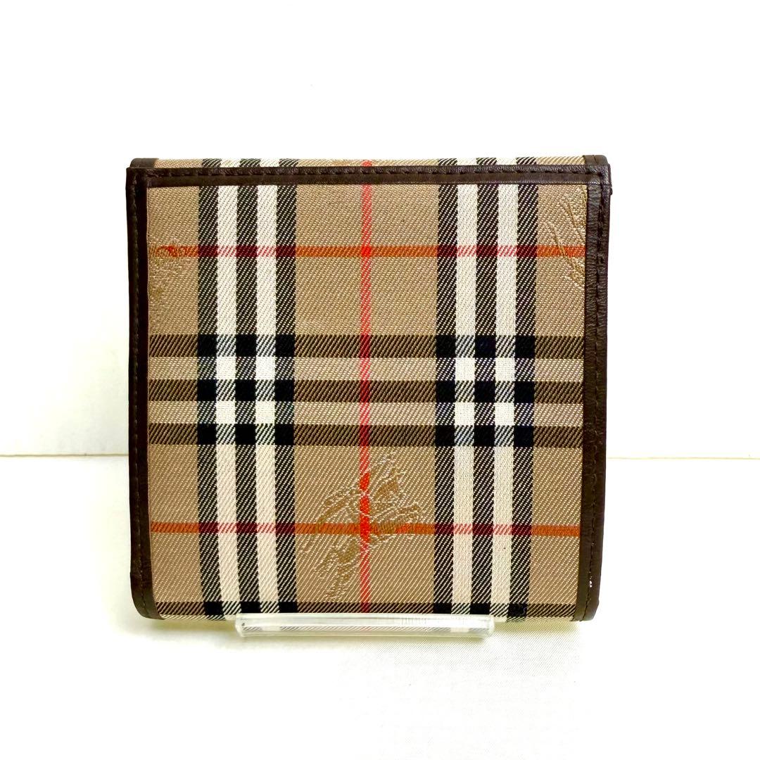 【大人気】Burberry 三つ折り財布 ノバチェック シャドーホース レザー