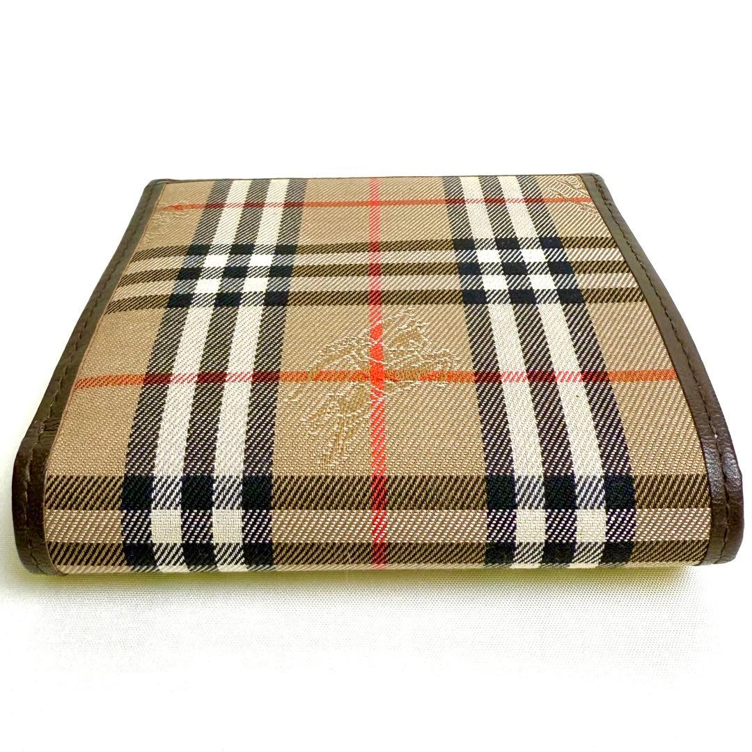 【大人気】Burberry 三つ折り財布 ノバチェック シャドーホース レザー