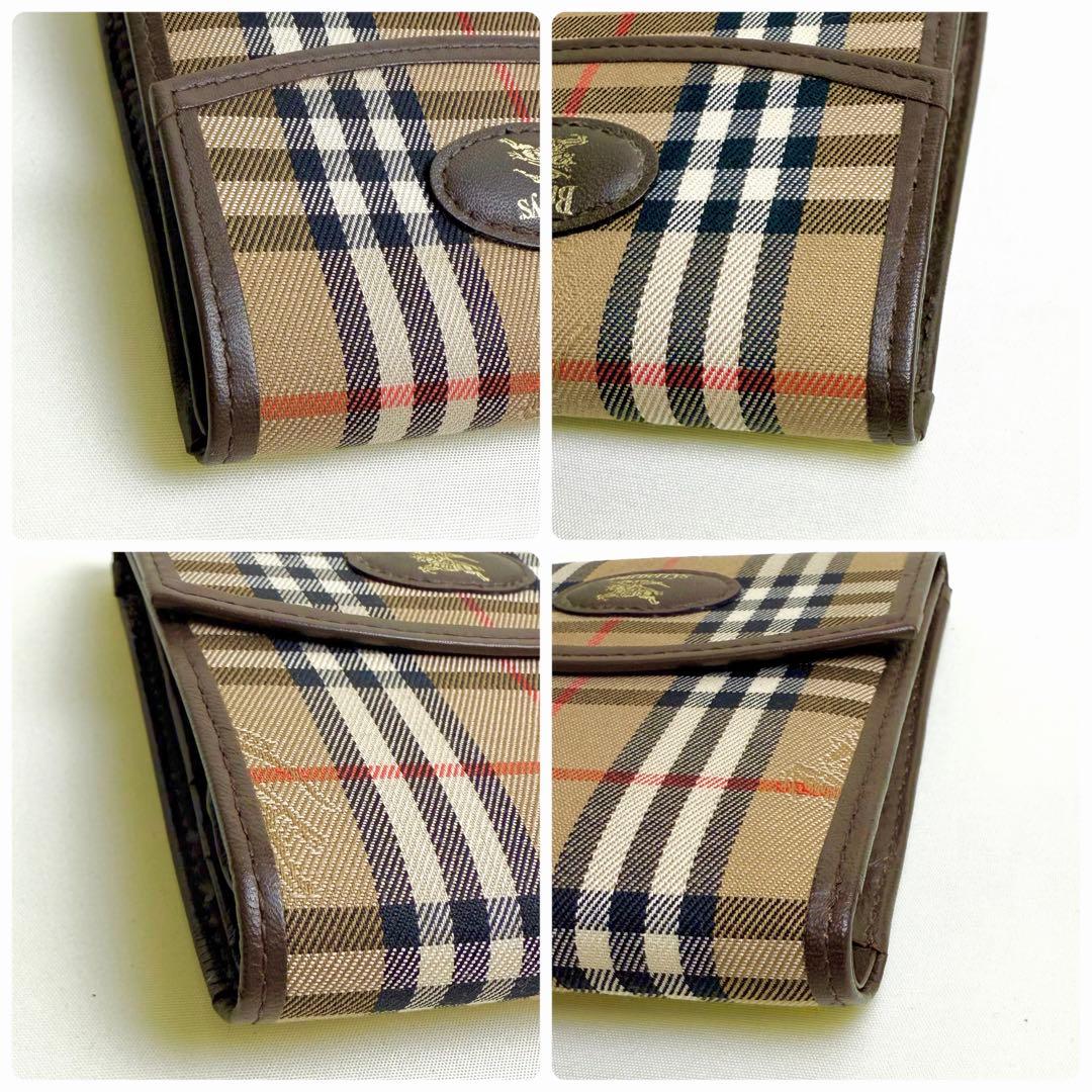 【大人気】Burberry 三つ折り財布 ノバチェック シャドーホース レザー