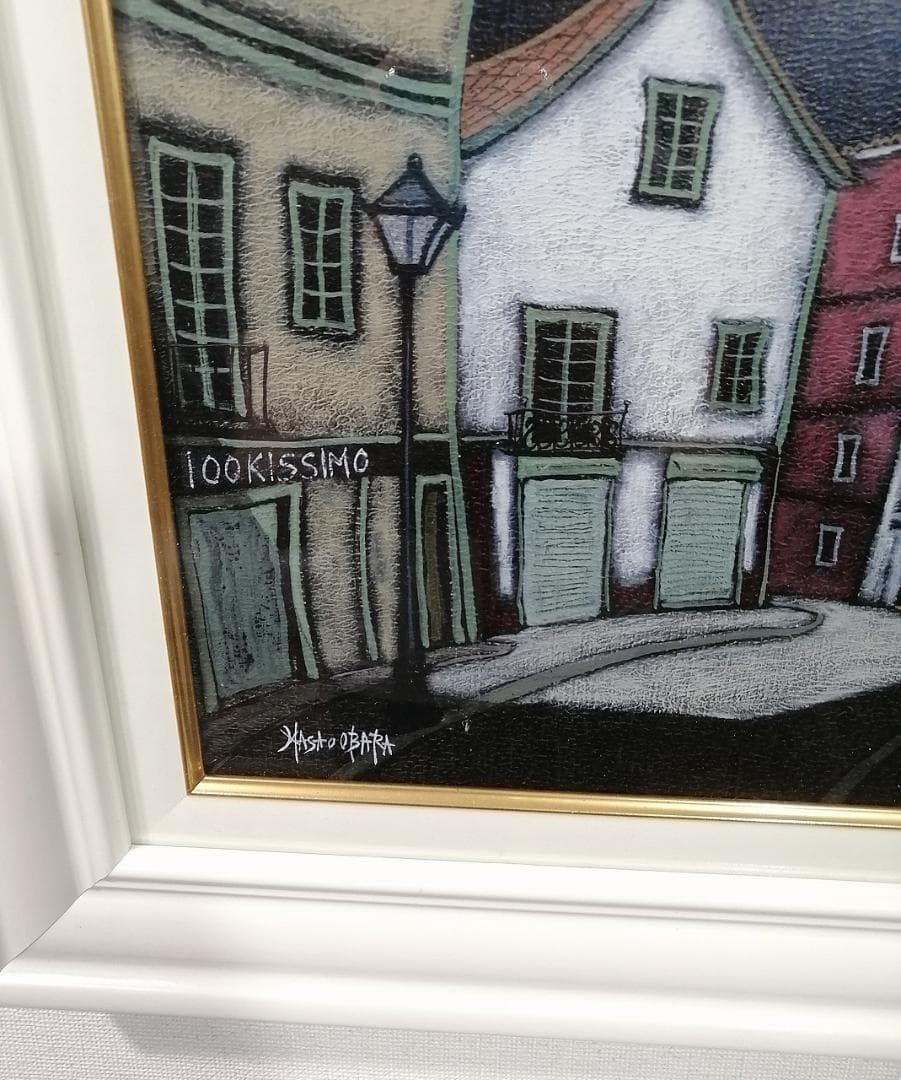 有名国際展作家「ポルトガルの小広場」風景/アクリル/油彩/小原雅夫