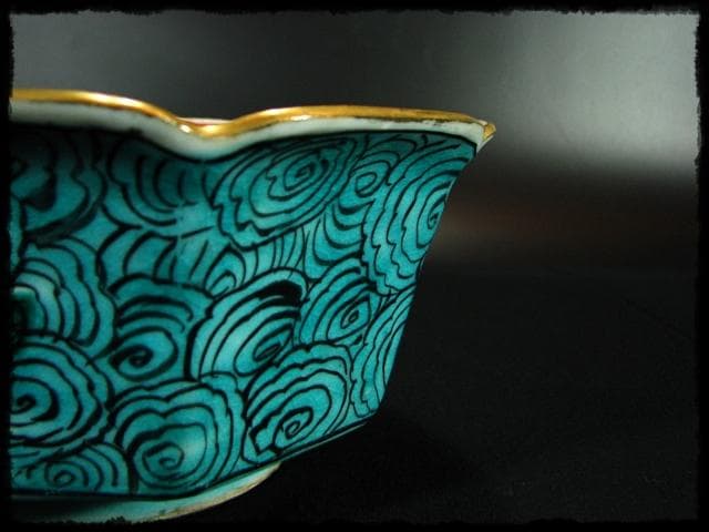 九谷 庄三 角福銘 極彩色 鶉図 八角 深鉢 加賀 古九谷 茶道具 菓子器