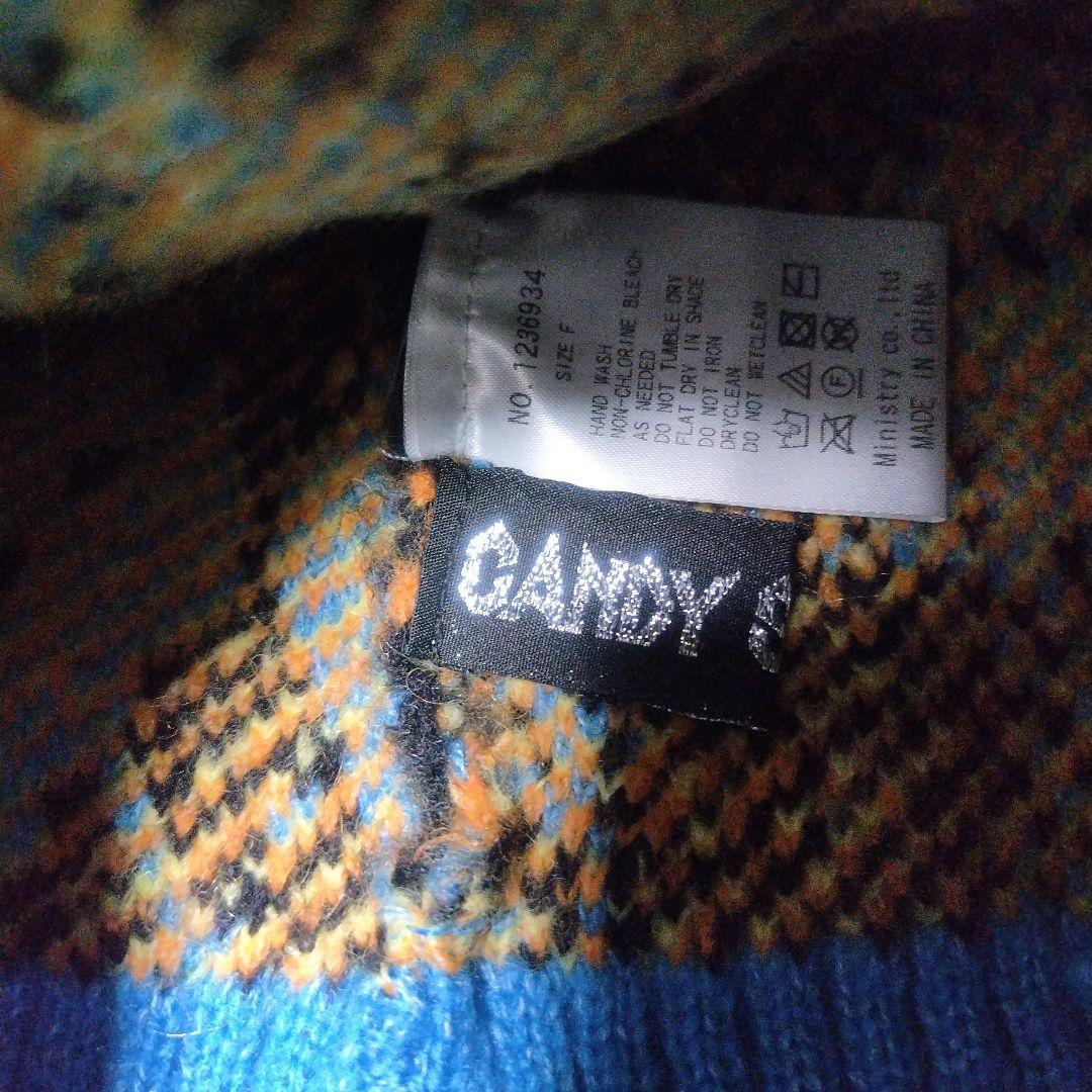 _ Ｌ'ｉｌｙ_様　青×黒　ウサギ耳付きニット帽 キャンディストリッパー