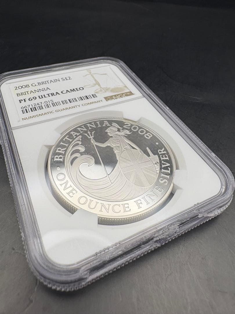 2008 ブリタニア 銀貨 NGC PF69UCウルトラカメオ スラブ欠けあり
